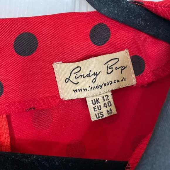 LINDY BOP Cassy 1950's Parisian Style Dress Size Medium Red and Black - Picture 6 of 6